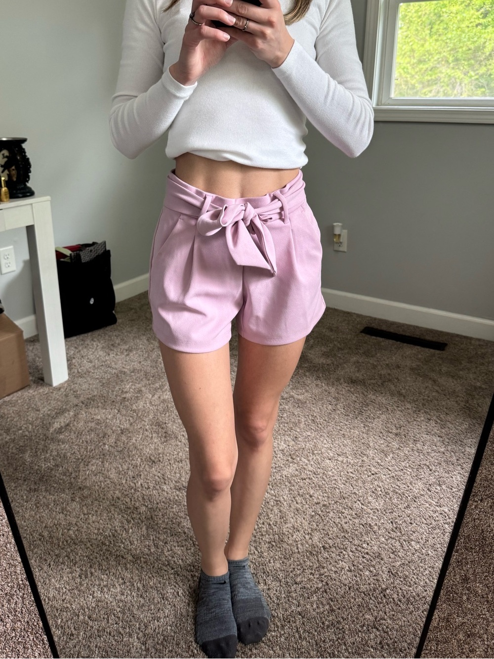 Loft High-Rise Tie-Waist Pink Women’s Shorts